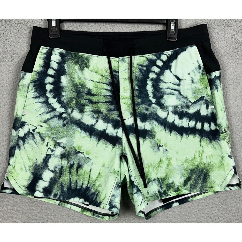 Stance FreshTek Shorts Mens Medium Green Tie Dye Athletic Lined Stretch Pockets